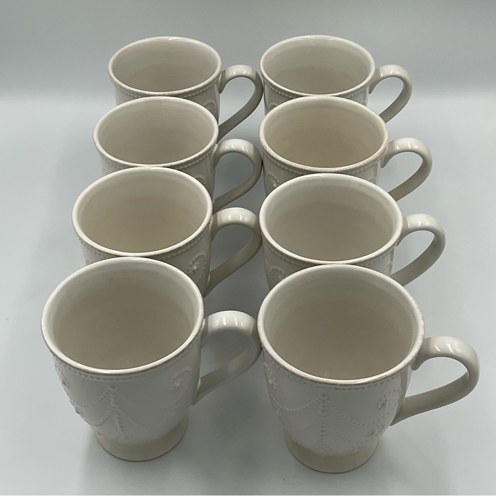 Lenox French Pearl White Coffee Mugs Set of 8 - Picture 3 of 8